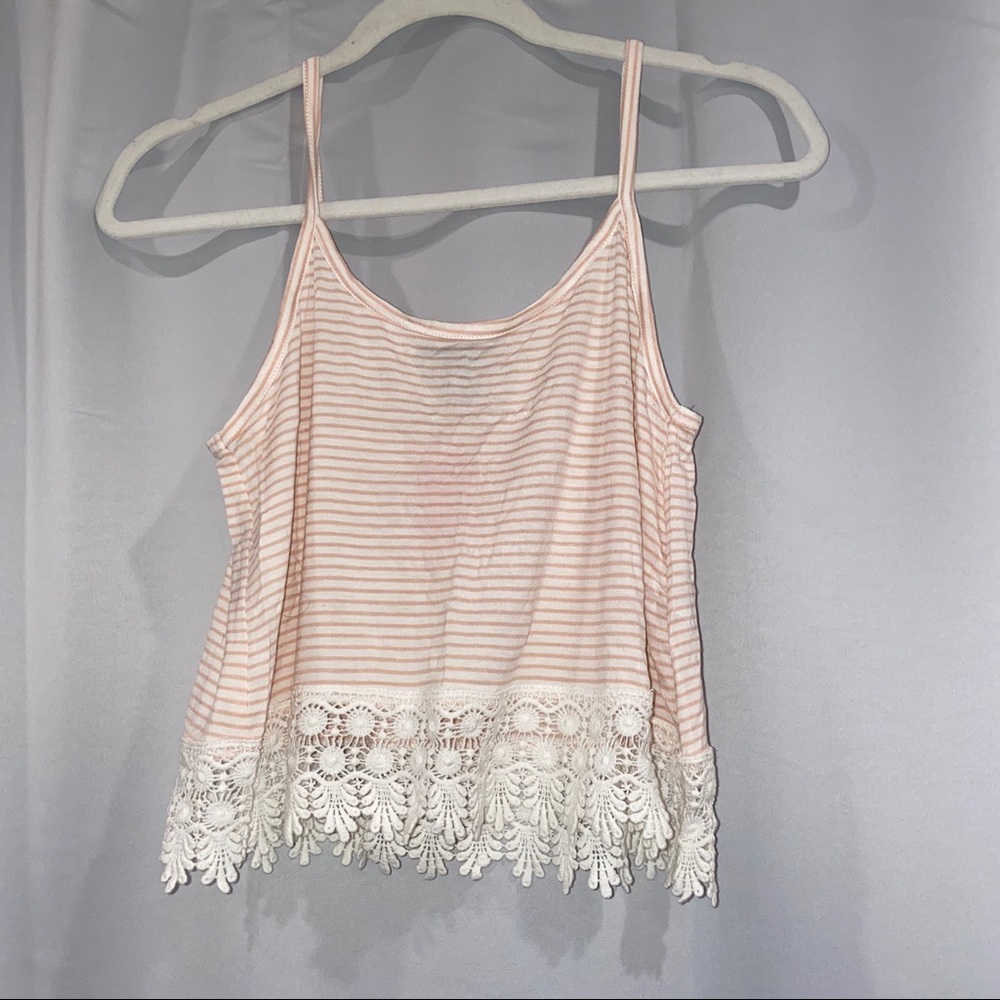 FOREVER 21 striped crop top with lace bottom